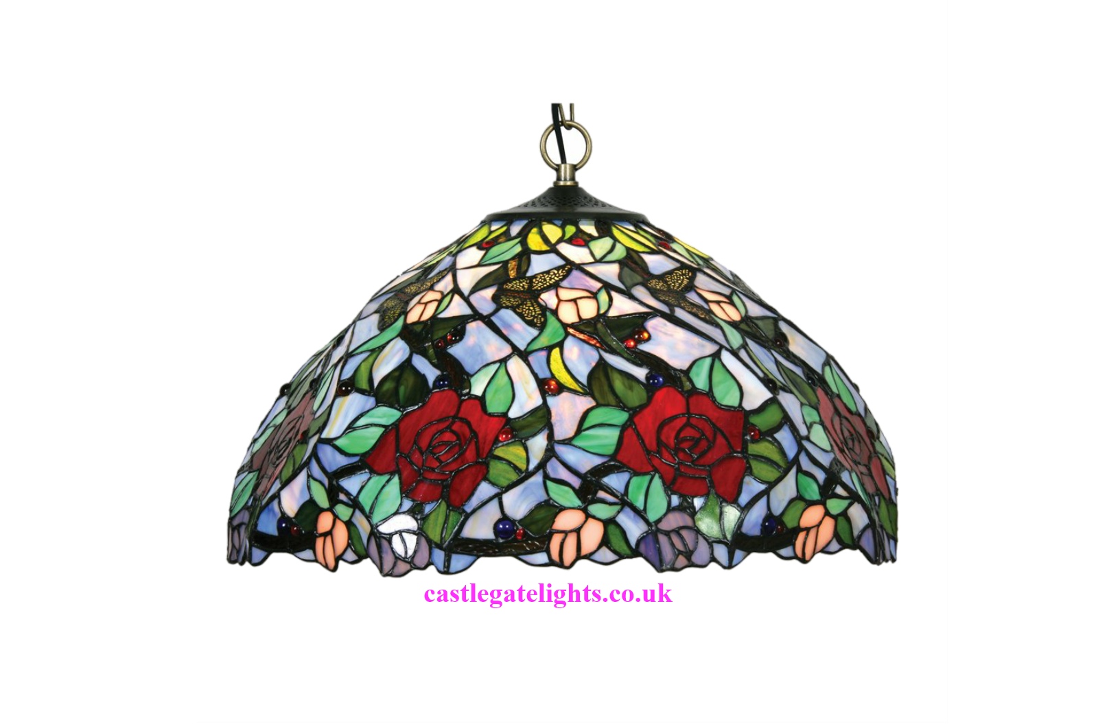 Oaks Lighting Flite Tiffany Glass Multi-Coloured Pendant